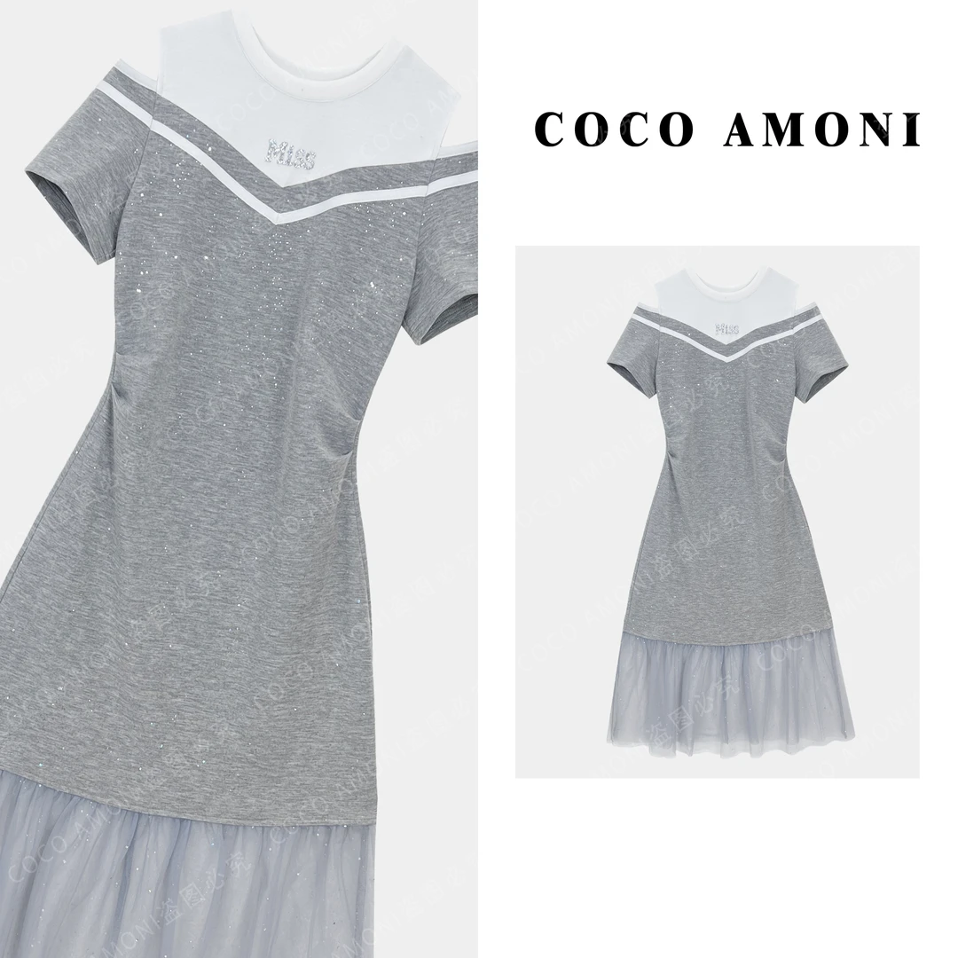 2025夏日高级设计时尚女装拼接重工坎肩显瘦气质连衣裙ZC598