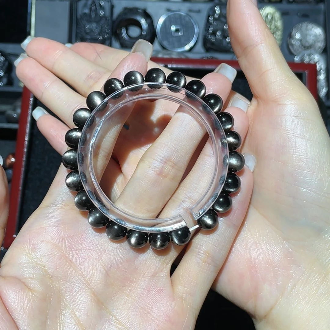 【闪购商品】未镶嵌黑曜岩手链骤**