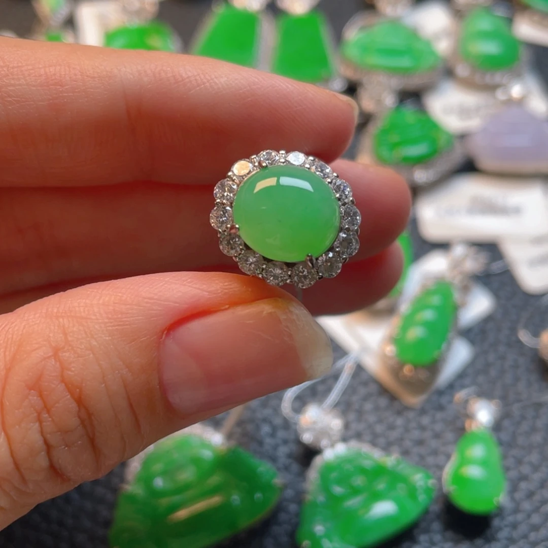 翡翠银S925镶嵌吊坠(不含链)戒指