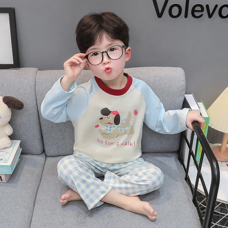 男童睡衣春秋款纯棉2025新款男孩宝宝夏天长袖内衣套装儿童家居服
