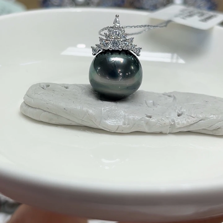 银S925镶嵌吊坠(不含链)海水珍珠13-14mm105号