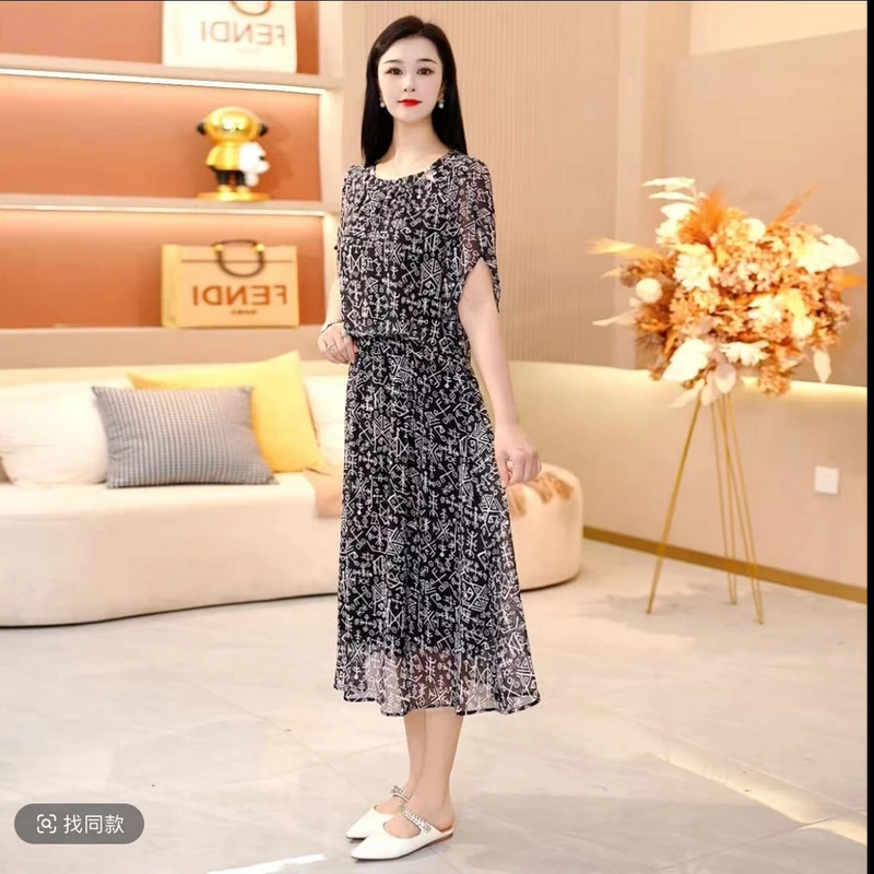 【SJYH1131】2025年夏季新款时尚优雅减龄连衣裙显瘦气质