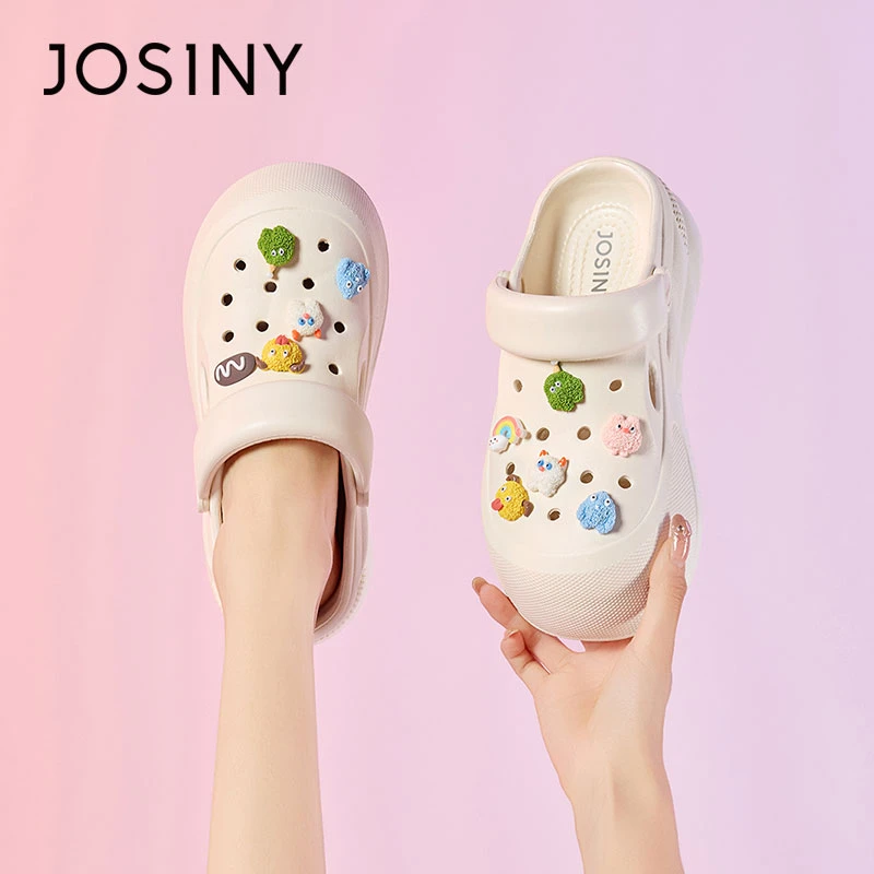 卓诗尼凉拖鞋女生外穿2025夏季新款踩屎感软底包头凉鞋厚底洞洞鞋