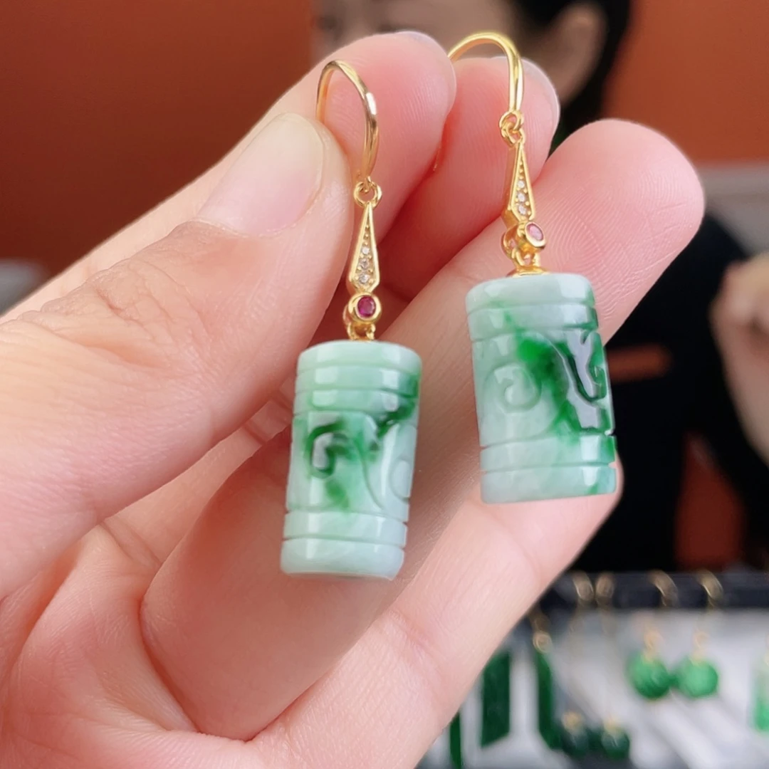 翡翠银S925镶嵌耳饰