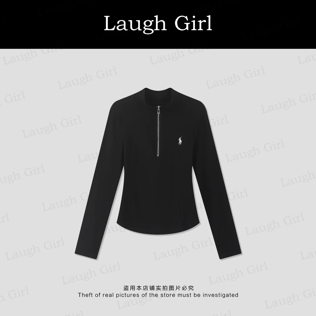 楚楚君 Laugh girl【自由打底】秋款酷飒风半拉链高级长袖VL53203J