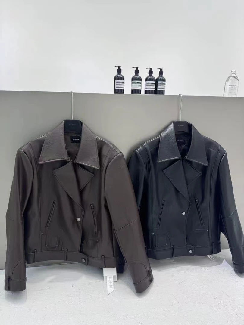 小众个性新款重工美式夹克休闲PU皮衣外套女装 2025新款机车日记