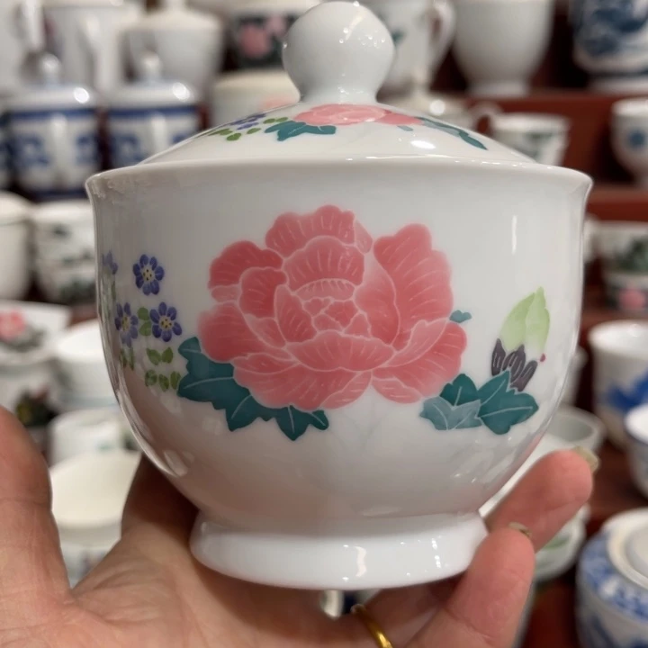 陶瓷醴陵手绘釉下五彩280毫升糖罐