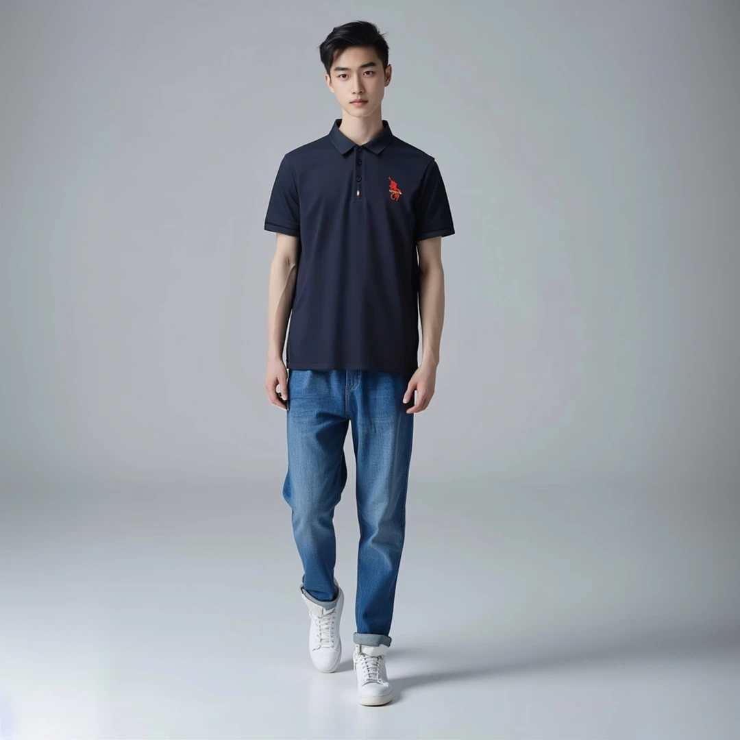 LZ2219 Polo衫新款男士t恤短袖（刺绣)翻领珠地棉休闲百搭修身