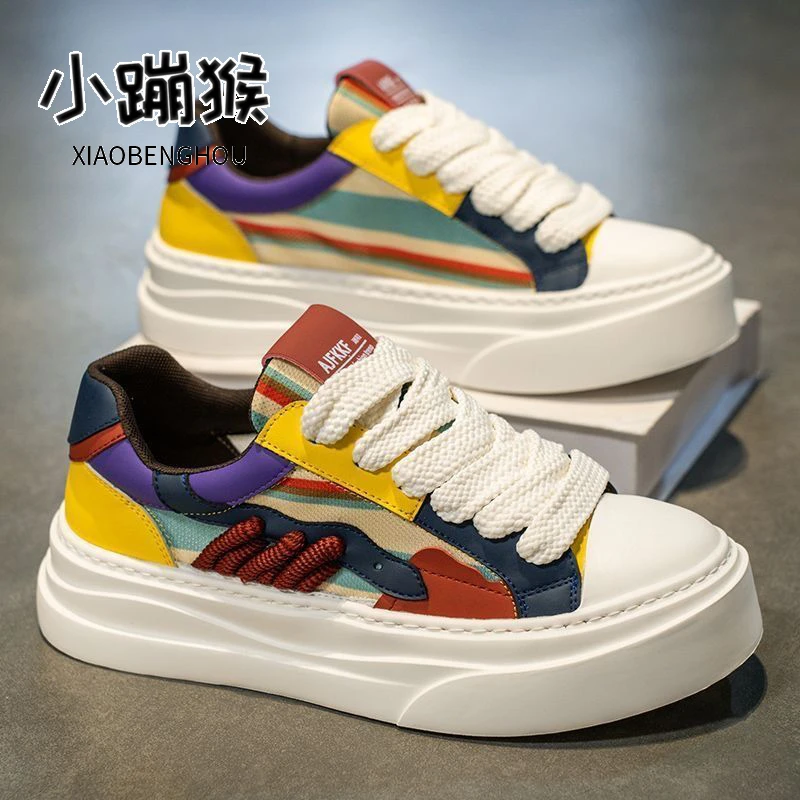 男鞋夏季新款时尚透气休闲板鞋男士百搭厚底增高耐磨运动鞋-CL531