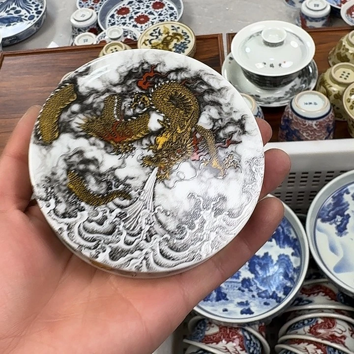 瓷片景德镇金龙吸水盖置