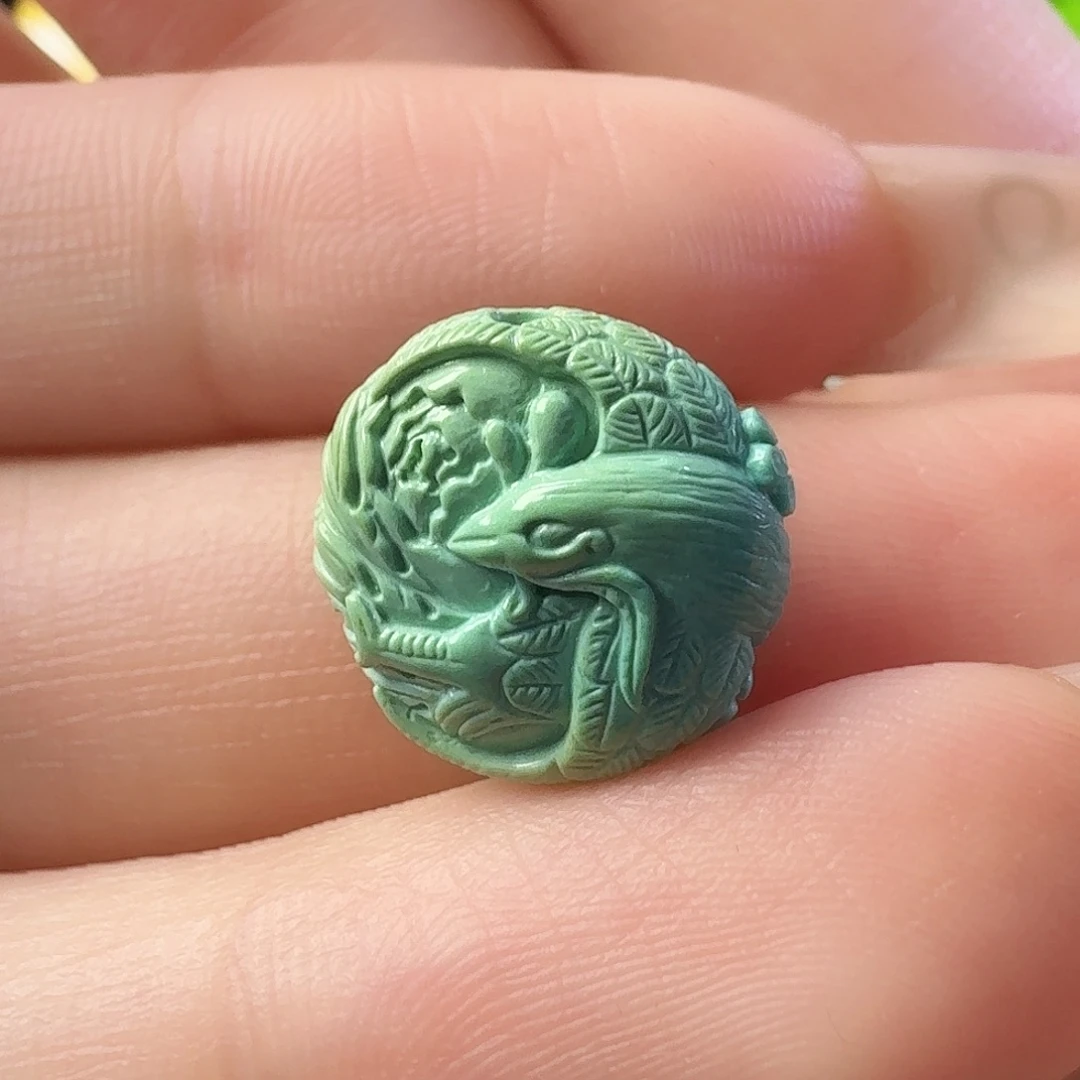 绿松石未镶嵌吊坠(不含链)孔雀