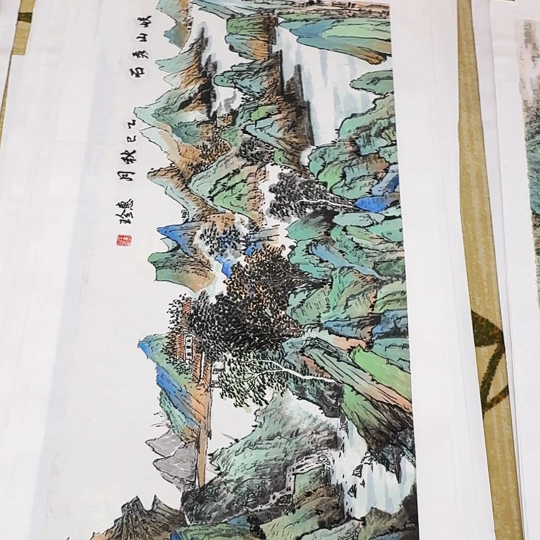 国画四尺对开手绘作品