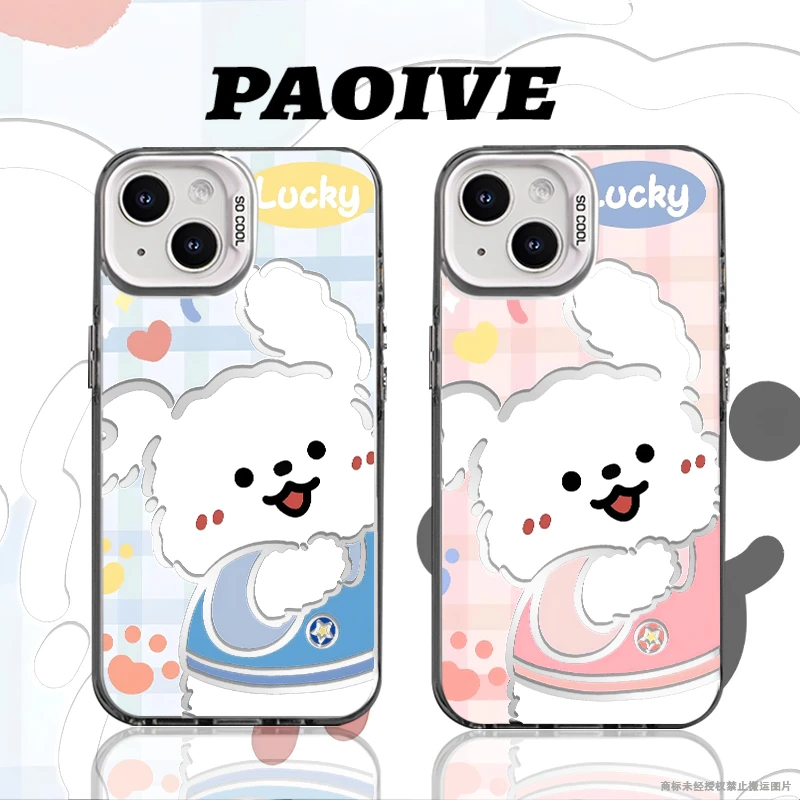 帕恰狗创意适用苹果华为一加iPhone小米三星防摔彩银手机壳