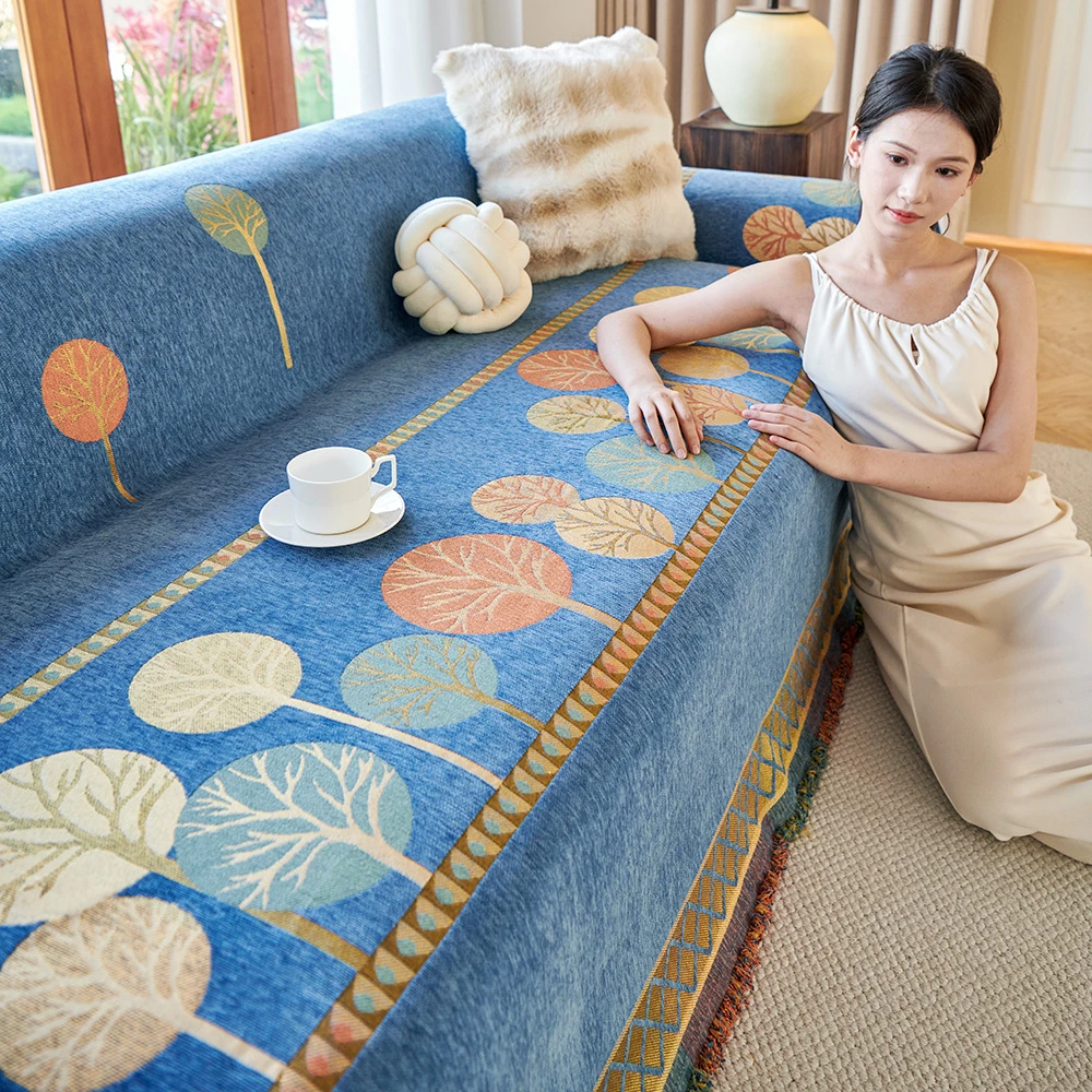 雪尼尔沙发巾四季通用高档万能盖巾北欧简约现代沙发毯全盖罩巾