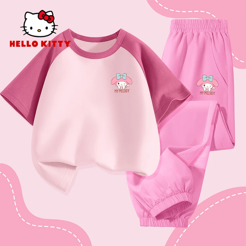 HelloKitty女童休闲套装夏季洋气时尚女孩短袖裤子儿童服装童装