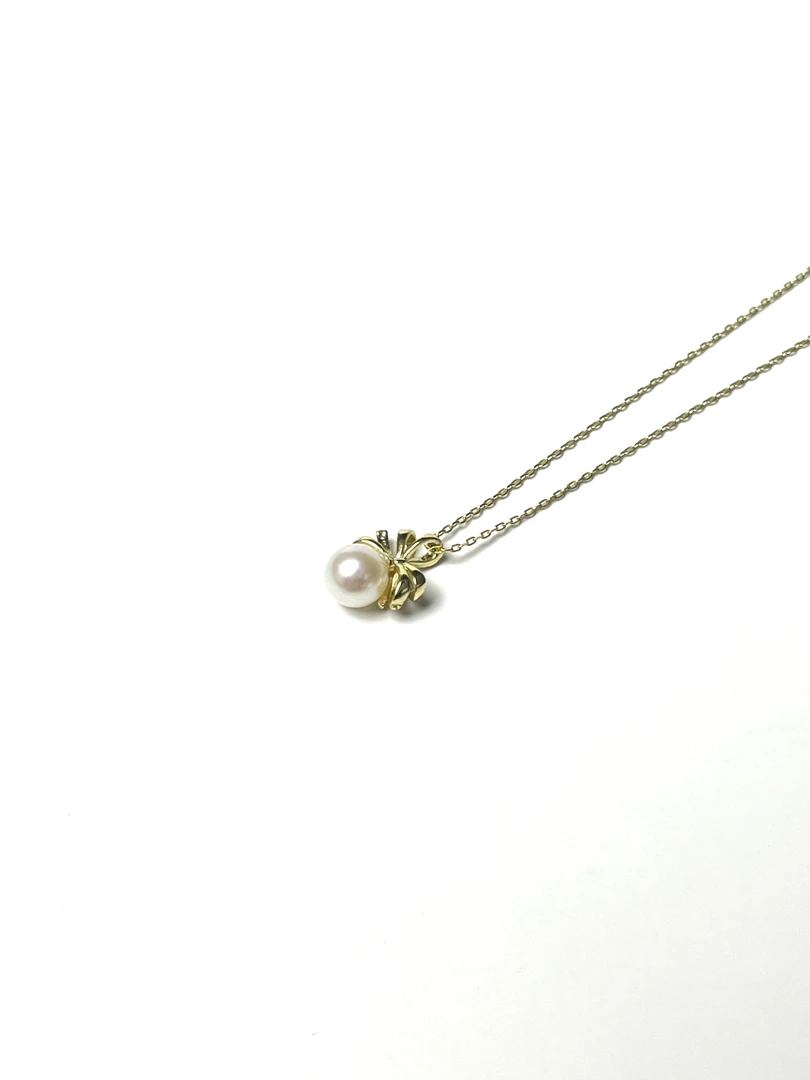 礼兰珠宝S925银蝴蝶结淡水珍珠吊坠6.5-7mm