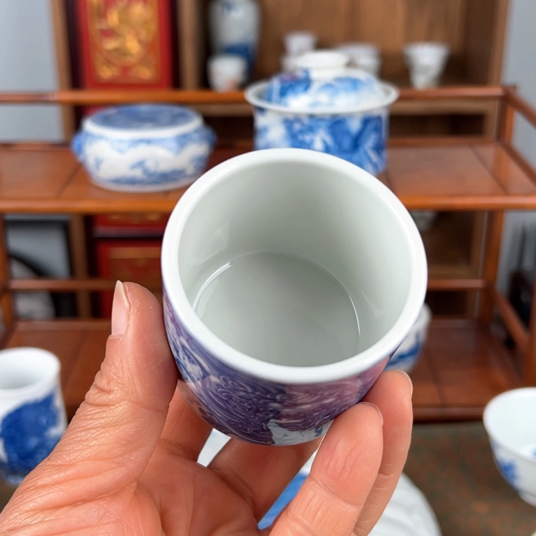 【闪购商品】简*道景德镇青花狮子主人杯