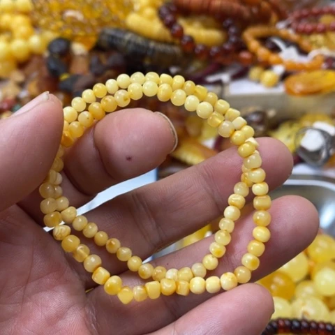 手串琥珀未镶嵌鱼*手串