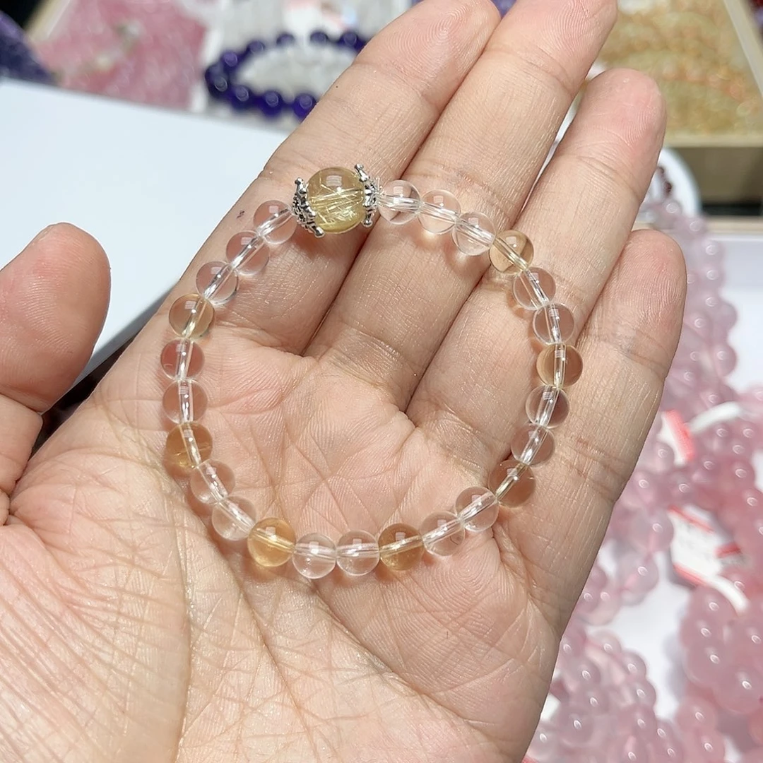 水晶手链未镶嵌超****.白水晶金发晶设计款