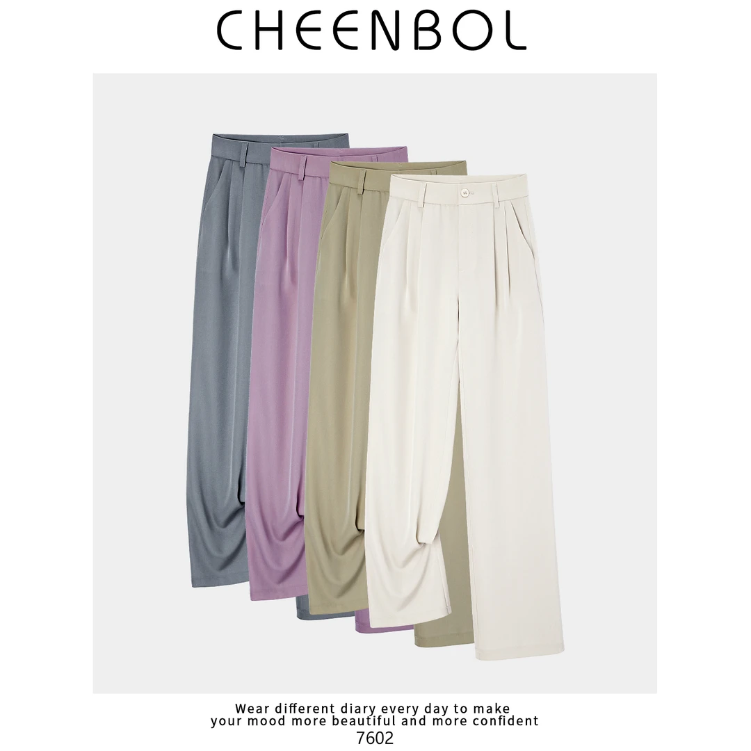 7602高腰乐丽丝阔腿裤女2025春夏时尚宽松裤拖地休闲西装长裤