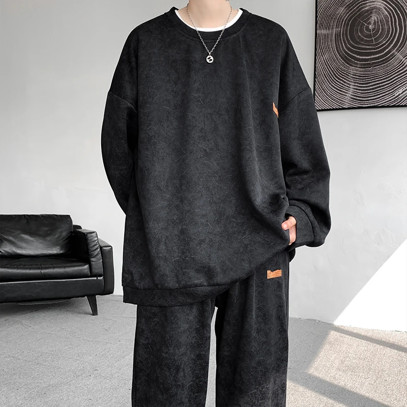 长袖美式高街扎染卫衣男装感穿搭套装休闲运动卫裤春秋搭配一整套