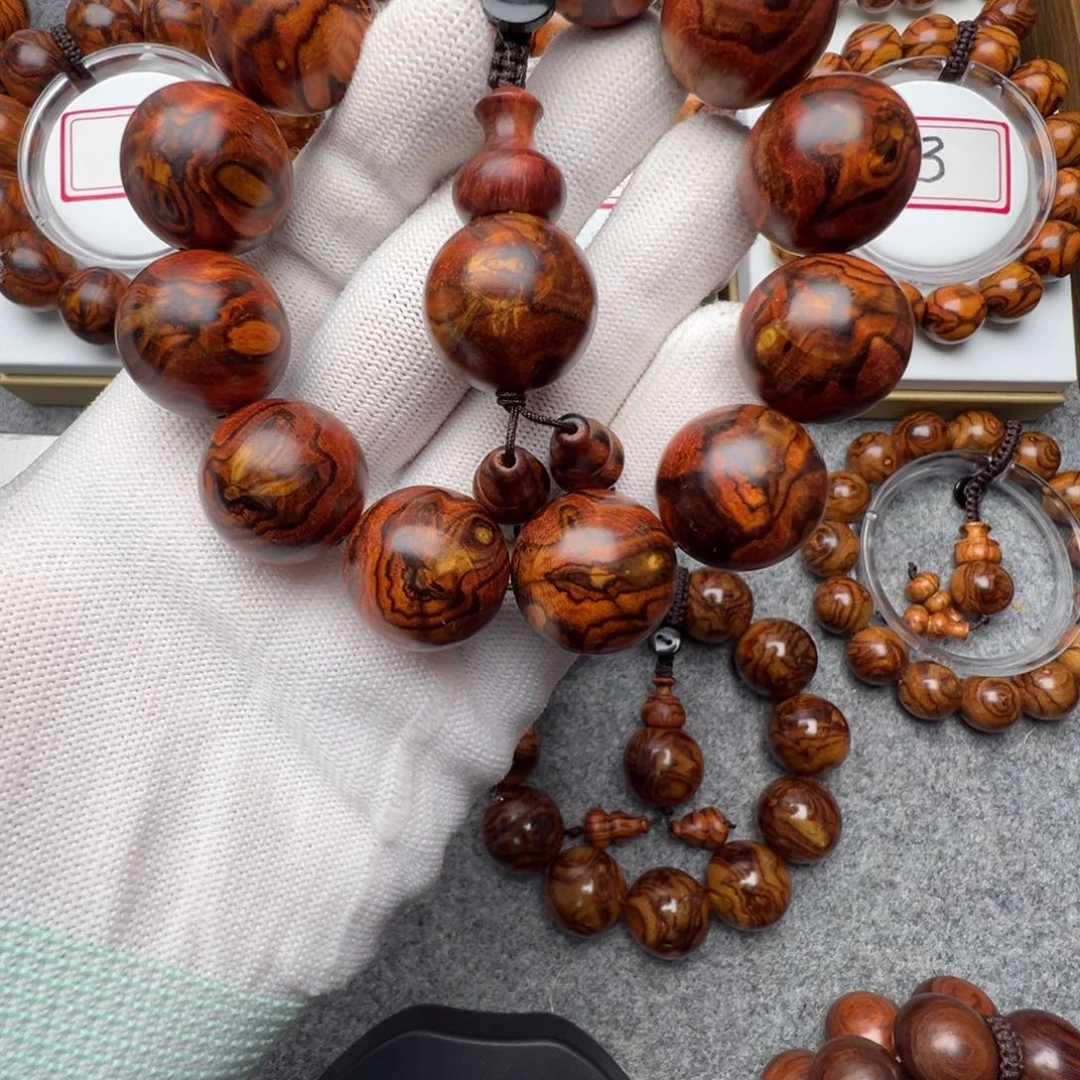 美***豆黄花梨/降香黄檀手串/手链2.0黄花梨紫底花纹手串