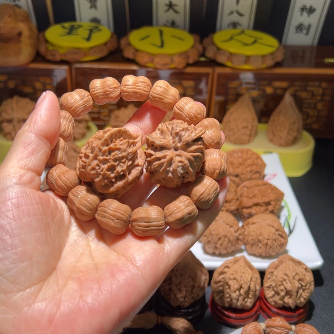 小****把件文玩核桃小胖手串配家野四棱