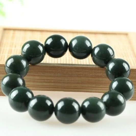 天然新疆和田玉青玉圆珠手串
