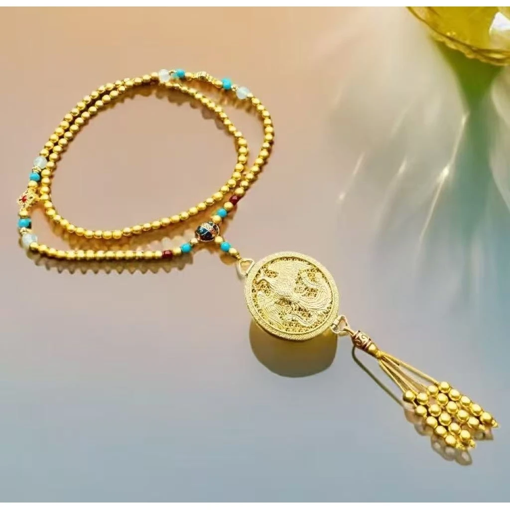 【X】祈福丝金凤香囊精致錾刻凤凰于飞吊坠赠链【SPCD77】