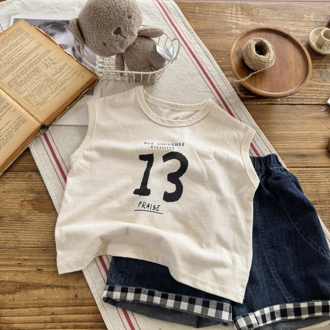 儿童背心T恤男童无袖夏装2025夏季新款痞帅男孩宽松洋气坎肩上衣t