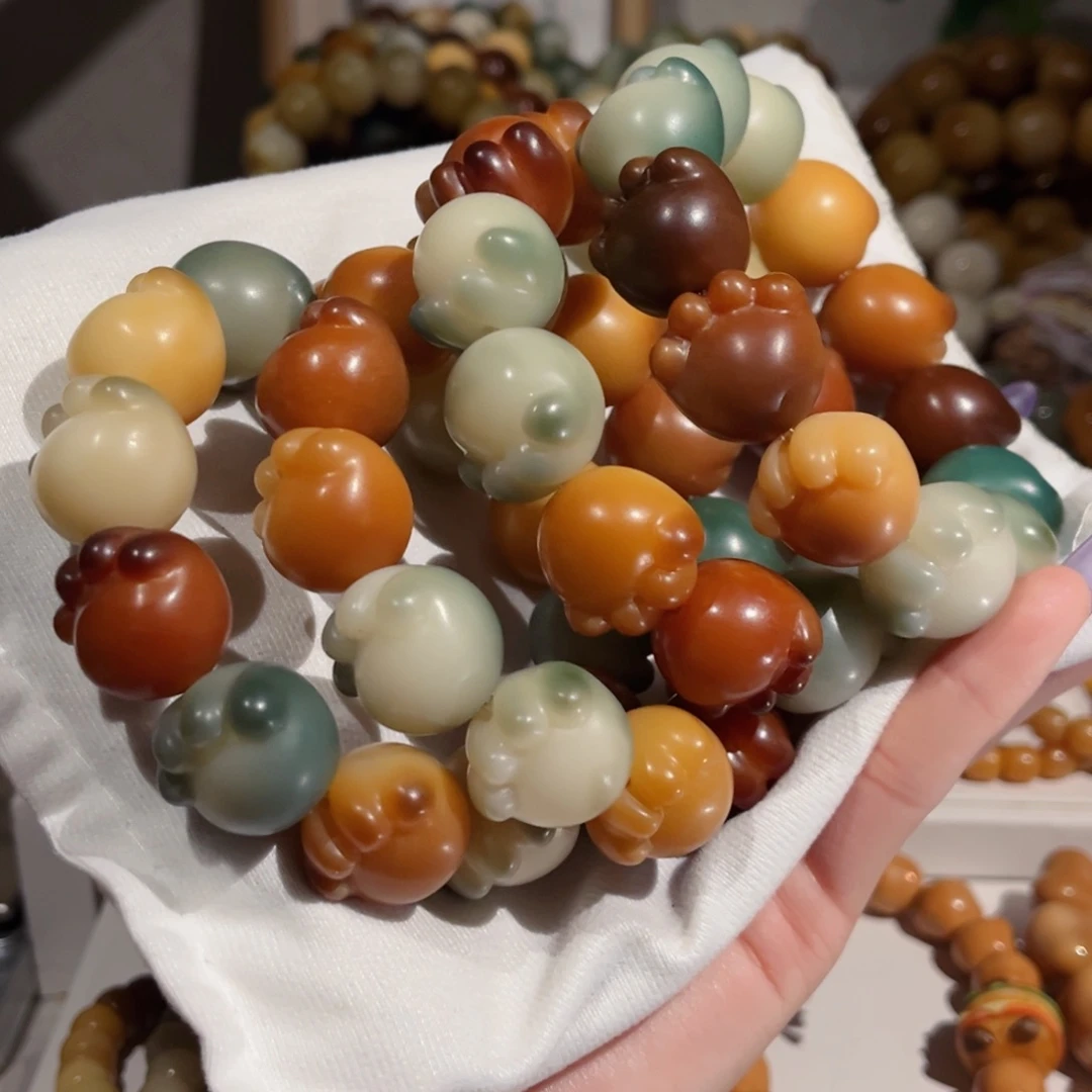 菩提根/象牙果手串21干磨猫爪瑕疵不补，A83