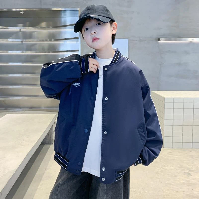 男童棒球服外套秋装2025新款儿童春秋双面穿休闲夹克大童运动上衣