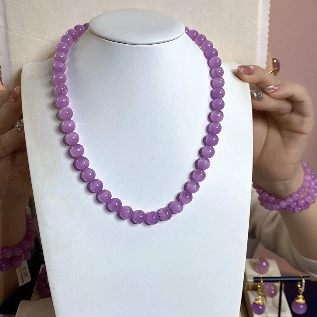 锂辉石紫锂辉高冰收藏级项链9+未镶嵌