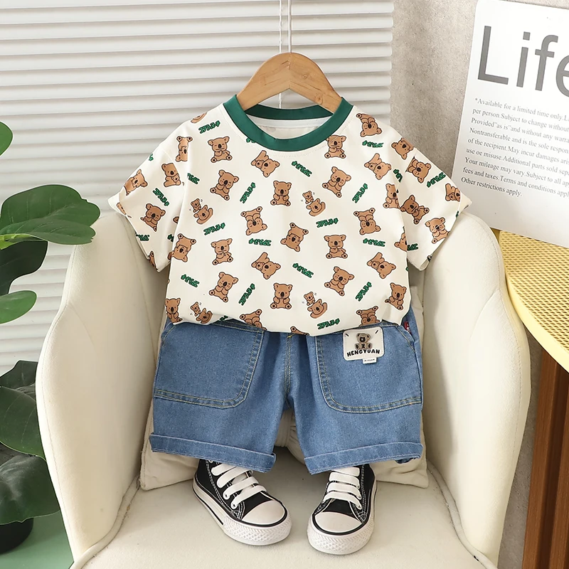 男童夏季短袖套装2025新款婴儿童洋气男宝宝夏装衣服薄款两件套潮