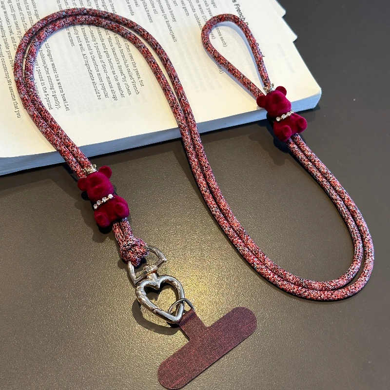 创意皇冠熊可调节手机壳挂绳斜挎肩背挂链个性便携加长防丢安全绳