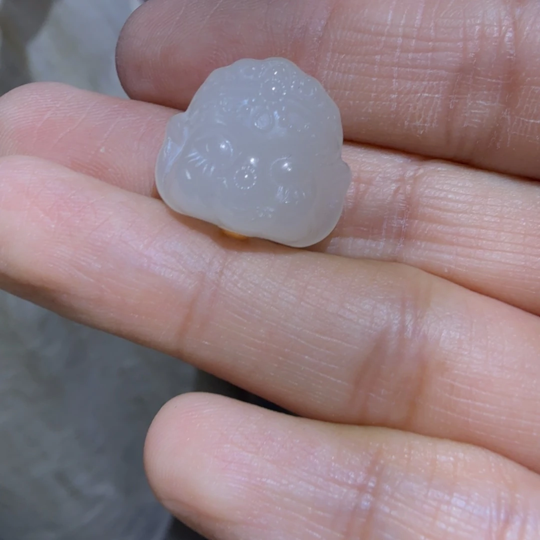 和田玉18K金镶嵌颈饰白玉象神白富美多样性拍一发一