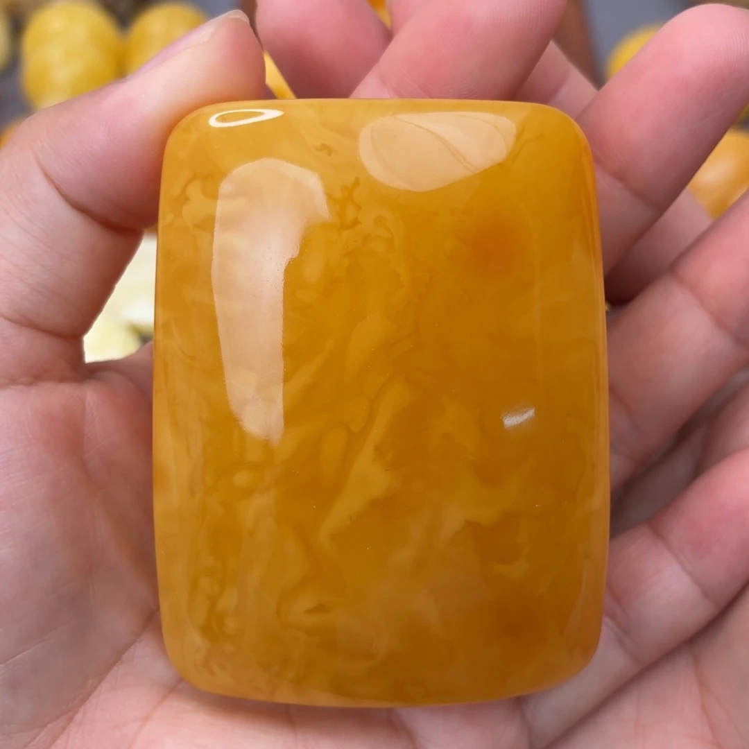 蜜蜡未镶嵌吊坠(不含链)橘红妖花无事牌