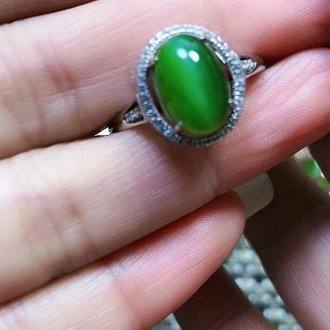 和田玉银S925镶嵌戒指