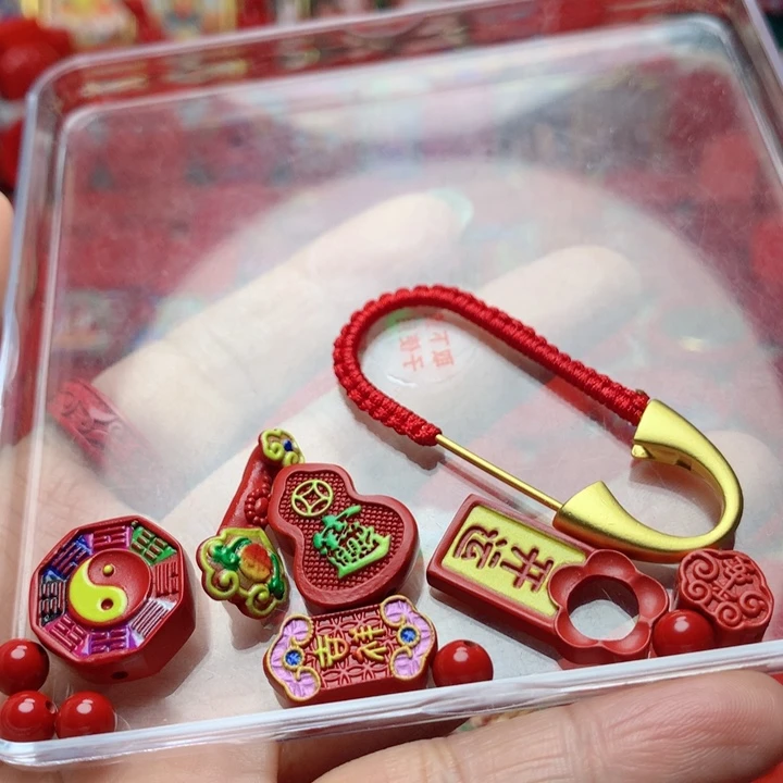 天然辰砂工艺品朱砂别针