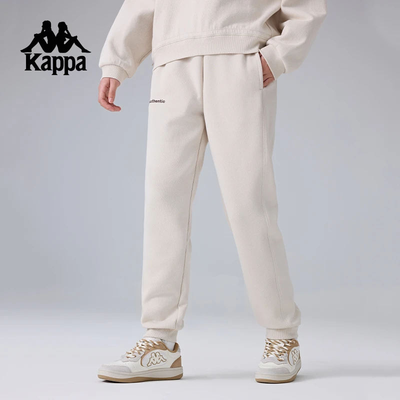 Kappa卡帕背靠背复古针织长裤女新款运动裤子松紧腰休闲裤束脚裤