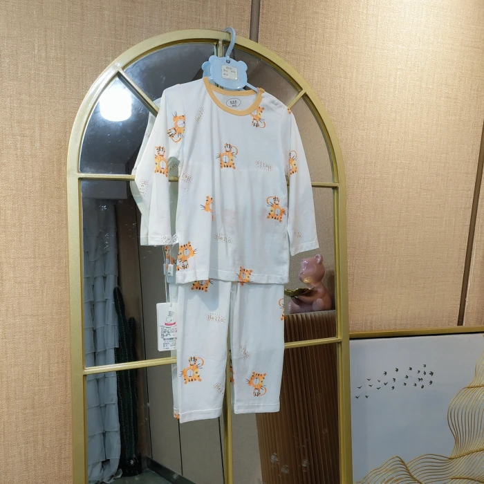 AF332     宝宝白色小老虎九分空调服套装   夏季