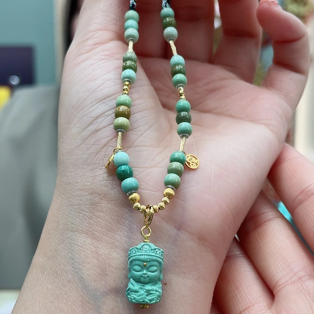 绿松石颈饰18K金镶嵌