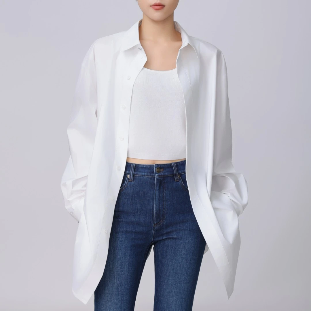 AMASS/阿玛施 新款纯色衬衣时尚宽松长袖双面设计感衬衫5301110