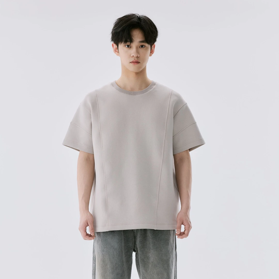 IM短袖t恤男夏季2025新款美式重磅棉宽松正肩设计感简约半袖男装