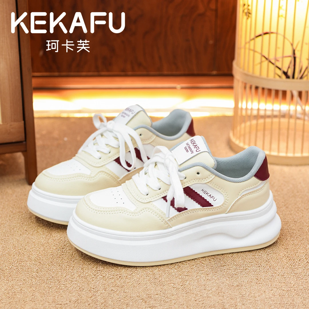 KEKAFU/珂卡芙2025新款厚底增高小白鞋韩版欧若风学生百搭休闲鞋