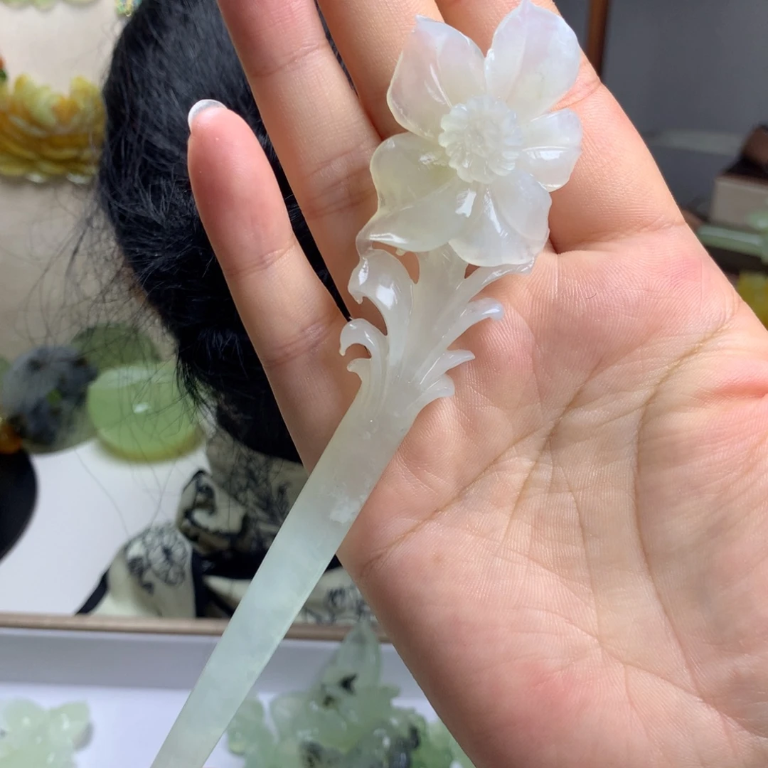 未镶嵌蛇纹石玉发簪