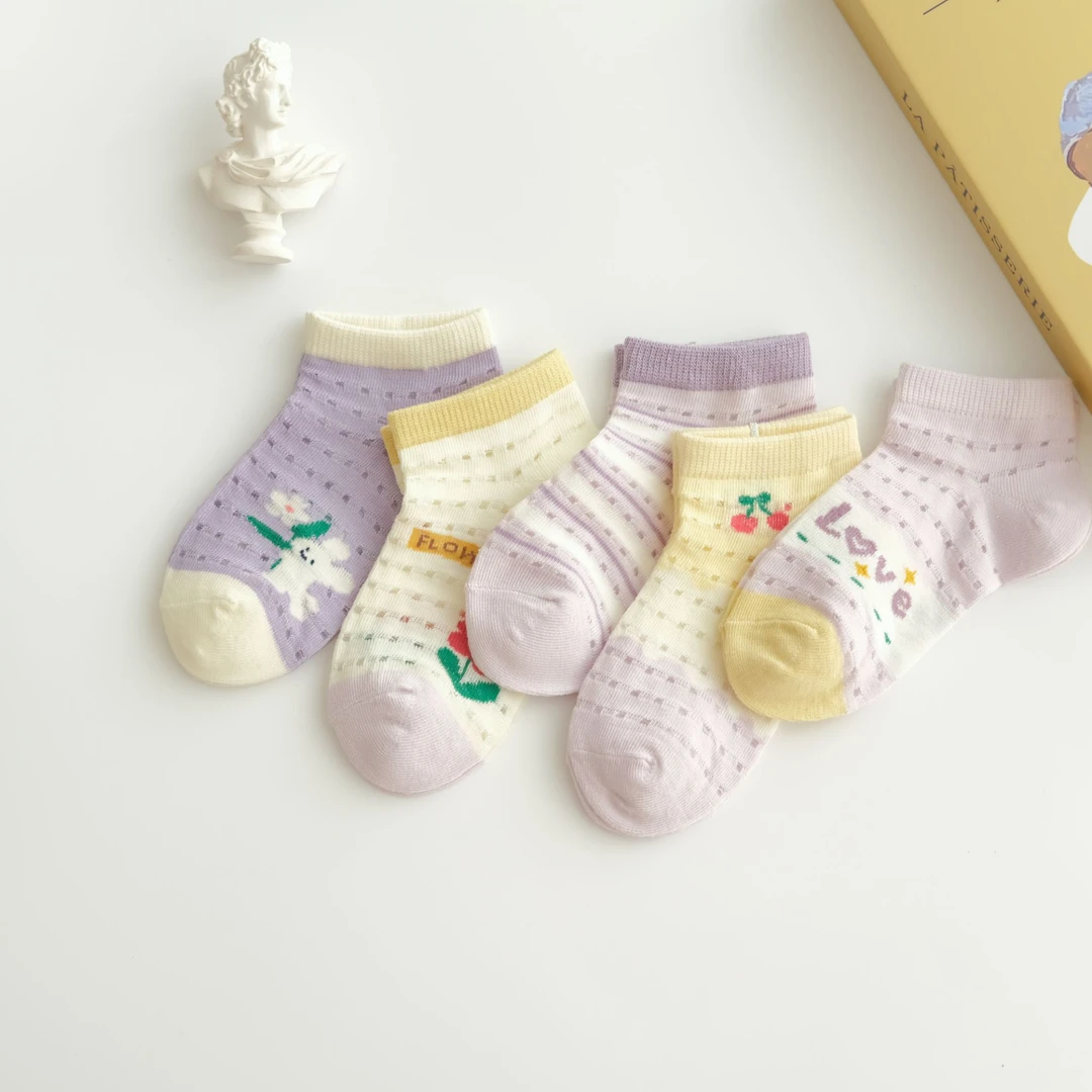 夏款儿童短筒袜子棉袜透气网眼袜