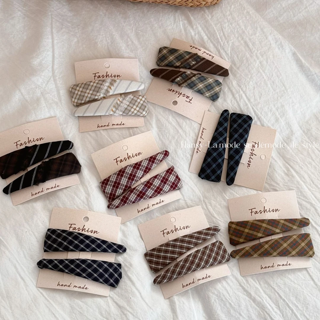 韩式甜美咖色布艺新款发夹网红爆款侧边BB夹女精致气质发饰头饰