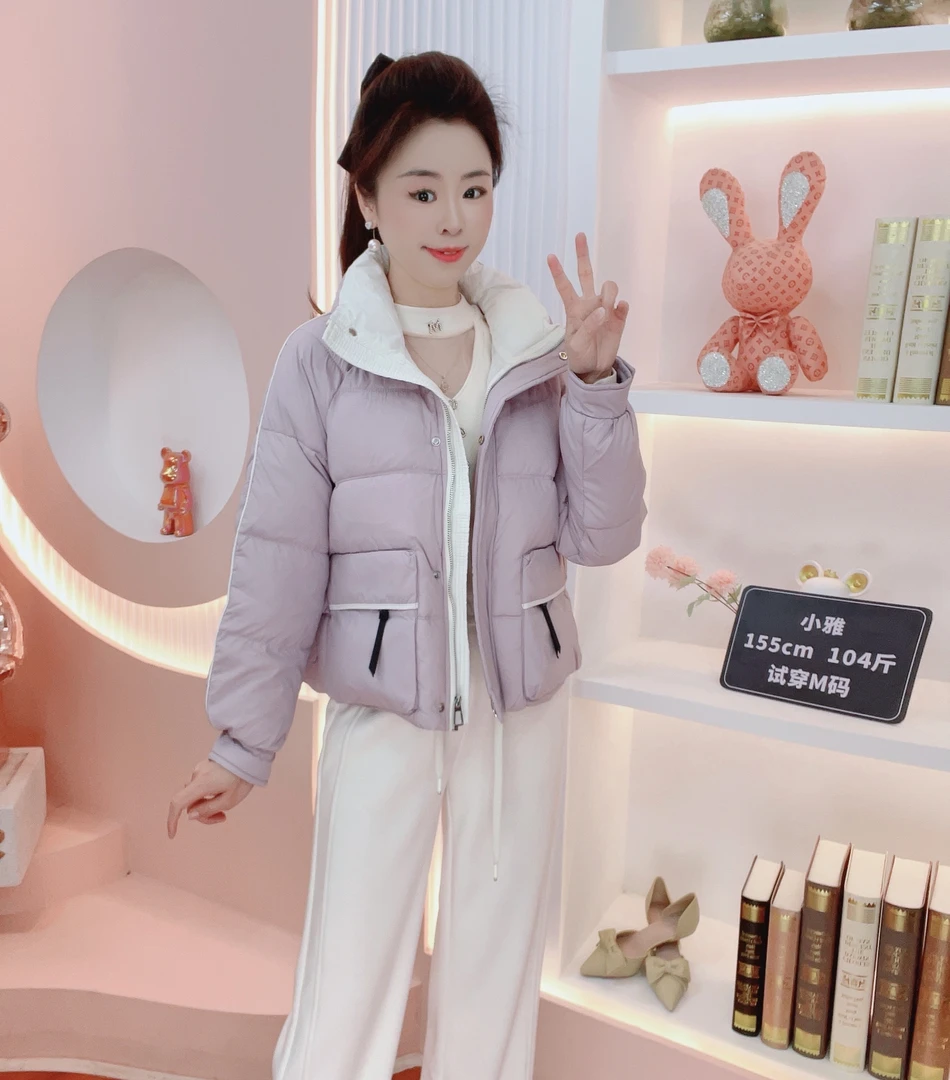 JUYA （茉香风浅）2025年冬季休闲时尚百搭后背压花爱心短款棉外套