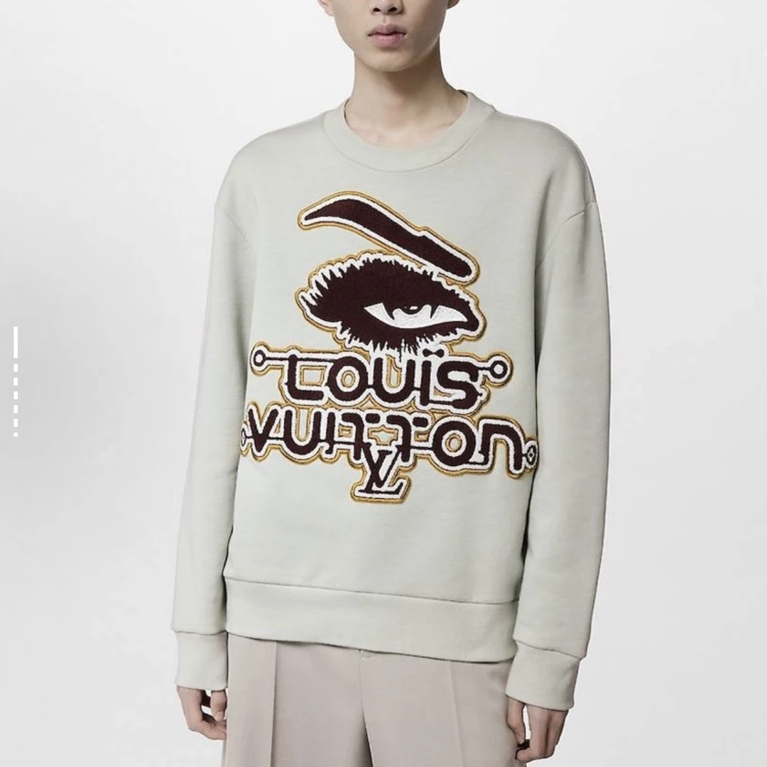 99新 LouisVuitton/路易威登 8015/FW23 浅绿色Logo刺绣卫衣/M码